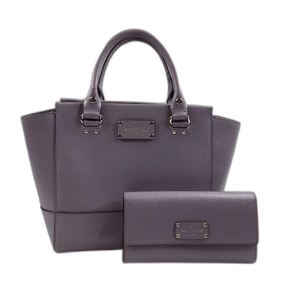Kate Spade NY "Wellesley" Purple Leather "Camryn" Crossbody Handbag and Wallet